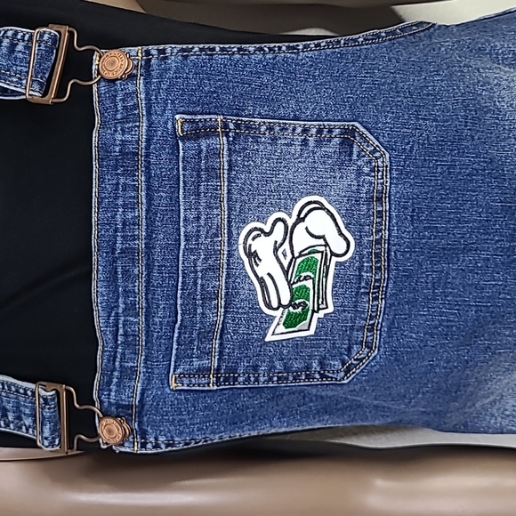 Urban Outfitters Mini Dress Size Medium Denim Skirtalls Money Hand Embellished - Picture 3 of 8